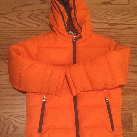 🎉 Lowest!! Boys orange hooded puffer coat, sz 6/7