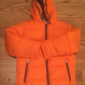 🎉 Lowest!! Boys orange hooded puffer coat, sz 6/7
