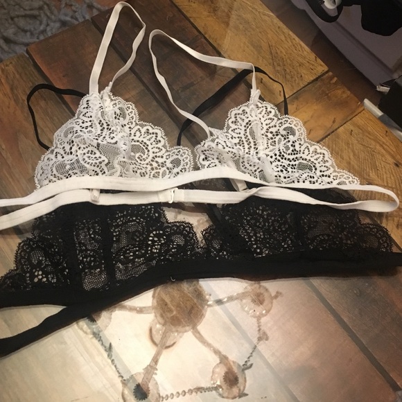 Set of two lace bralettes one white one black - Picture 4 of 4