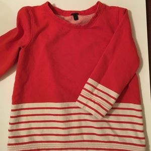 J Crew Striped Orange and Cream 3/4 Top