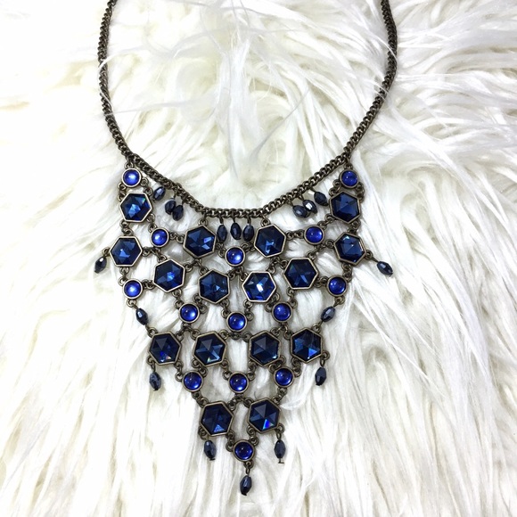 Navy & Brass Statement Necklace