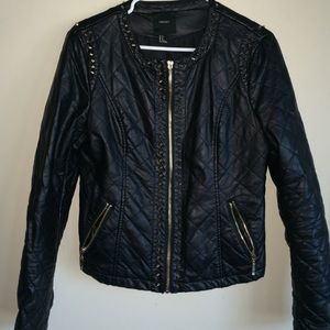 Gold Spikes Leather Jacket!