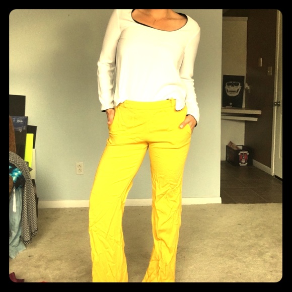 Yellow flare leg trousers