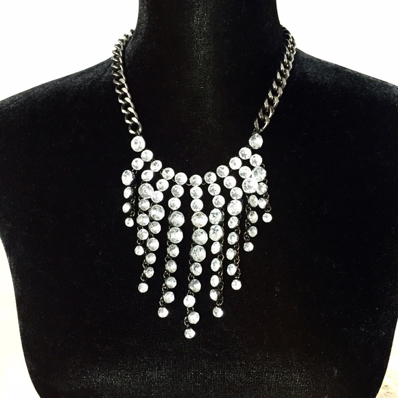 Graduated Rhinestone Bib Necklace