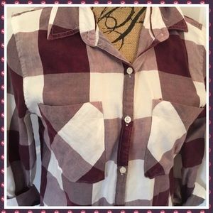 Aeropostale Tokyo Darling Plum & White Plaid Shirt