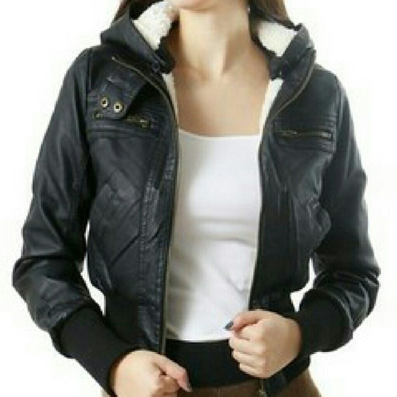 Sherpa lined hooded bomber jacket
