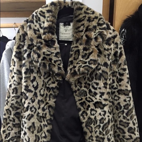 Cheetah/leopard print faux fur coat