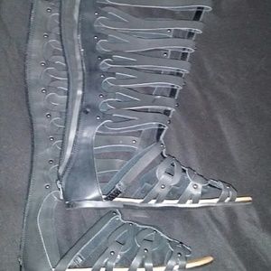 Black Tall Gladiator Sandals