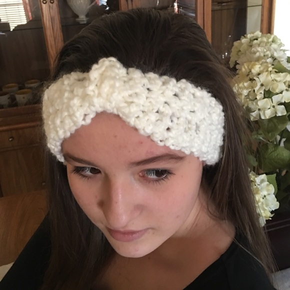 White Handmade Crochet Headband