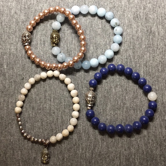 Gold and Silver Buddha Head Beaded Bracelets