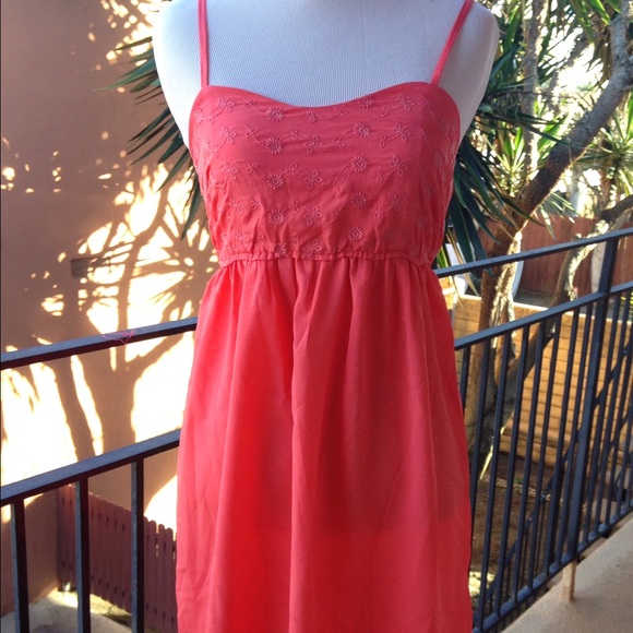 Mustard Seed coral spaghetti strap mini dress sz S