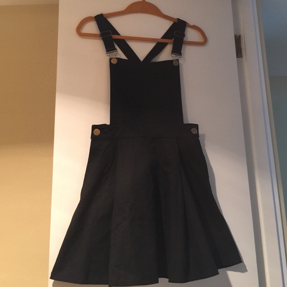 Black Overalls Crossback Circle Skirt Dress