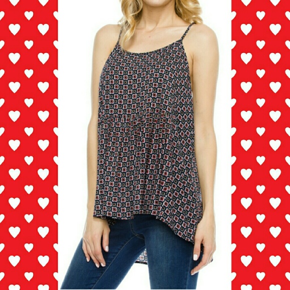 🌷SLEEVELESS HIGH LOW PRINTED TOP - Picture 3 of 4