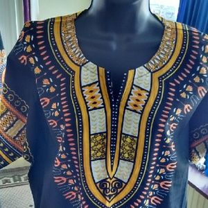 Dashiki - Traditional Print - Black & Gold