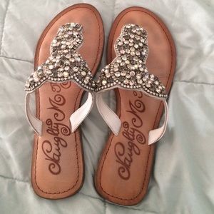 Jeweled White Sandals