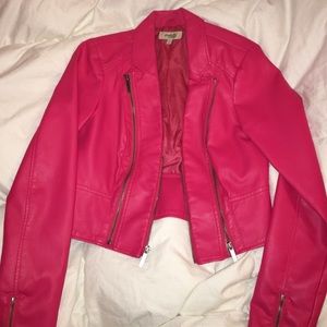 Charlotte Russe Hot Pink Leather Jacket