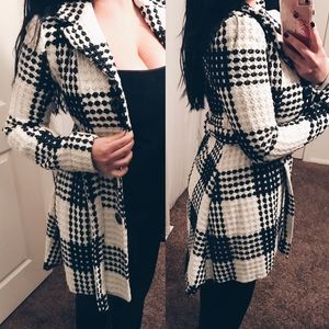 Candies black/white plaid trench coat