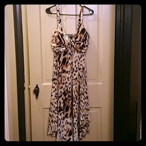 Hi/low animal print maxi dress