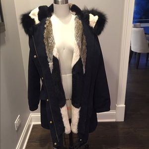 Vince Rabbit Fur Lined Coat