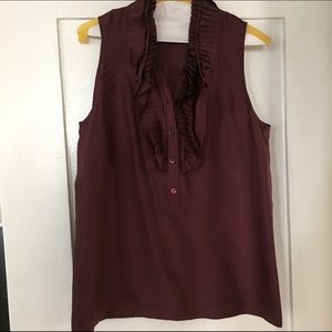 JCrew Burgundy Ruffle Top, Size 6