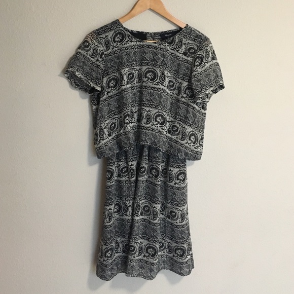 Madewell black&white patterned overlay dress