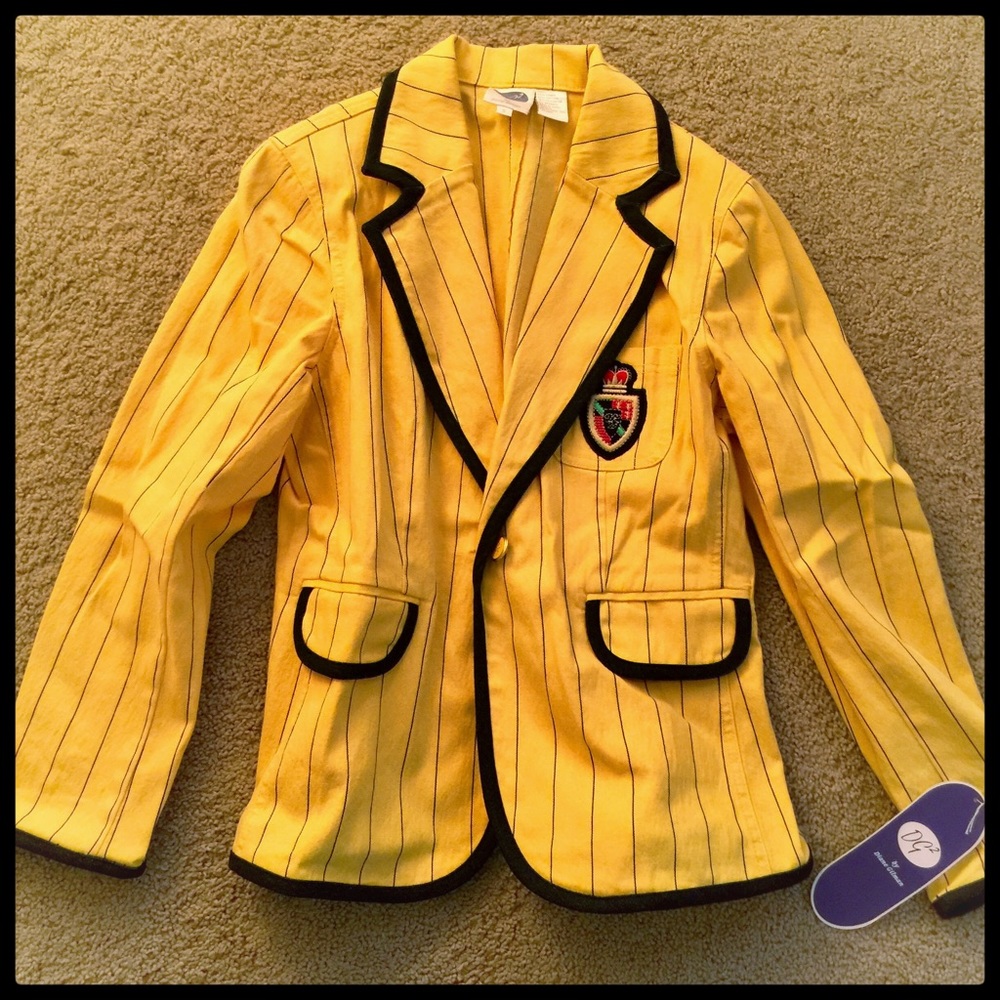Diane Gilman DG2 Denim Blazer Yellow Navy S or M