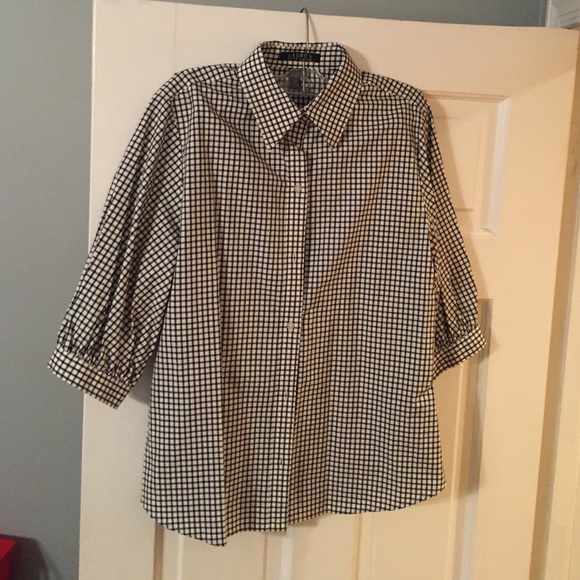 Ralph Lauren black/white check button down shirt
