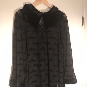 XL Ironfist sheer black shirt dress with bats