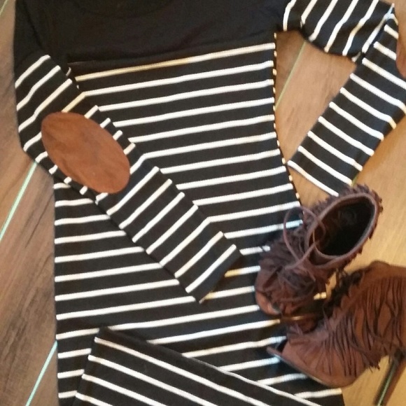 LAST ONE BRAND NEW Black & White Striped Dress - Picture 3 of 3