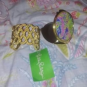 Lilly cuff bracelet and mirror compact