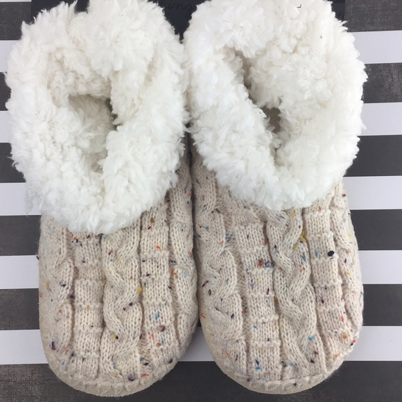 Cozy Knit Bootie Slippers Speckled Cream  Lil+Lo - Picture 2 of 5