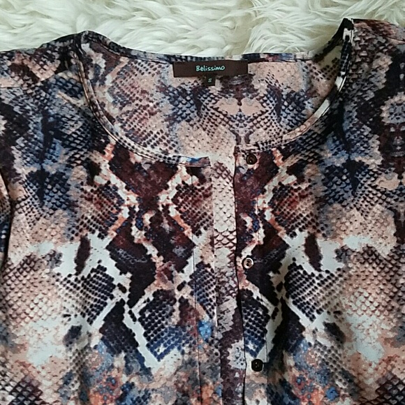 // Gorgeous  snakeskin print shifon button down shirt // - Picture 2 of 3