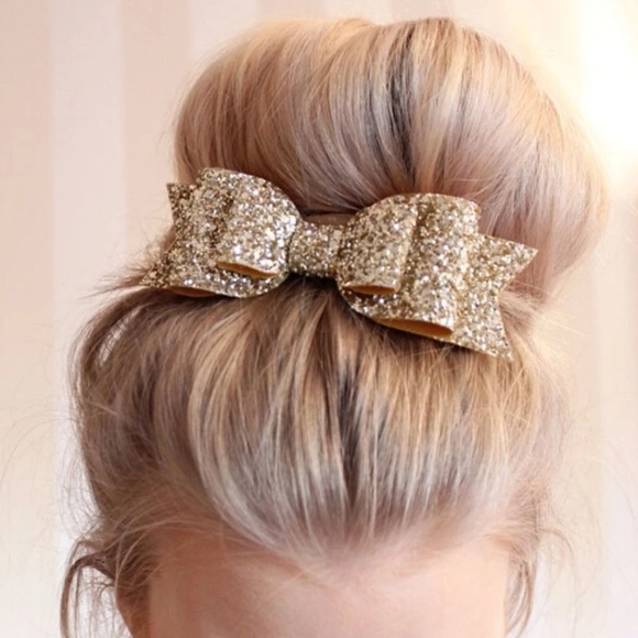  HP  Glitter Fabric Bow Hair Barrette - Picture 7 of 8