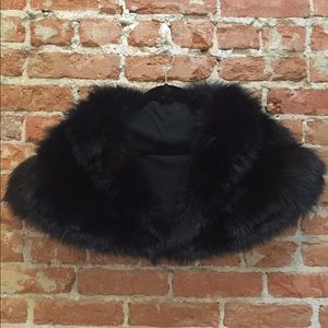Genuine vintage black fox fur shawl / cape