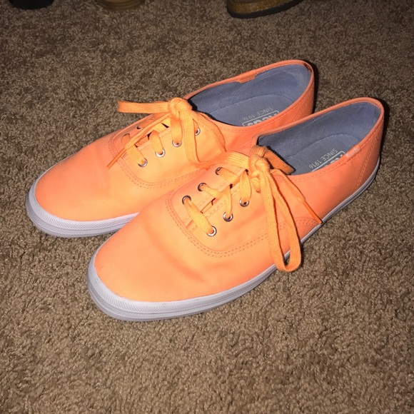 Neon orange Keds oxford sneakers