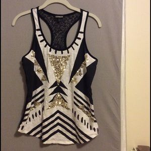 Express Aztec Lace-back Racerback Tank Top