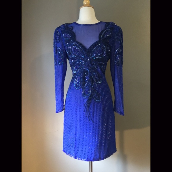 Vintage blue beaded dress