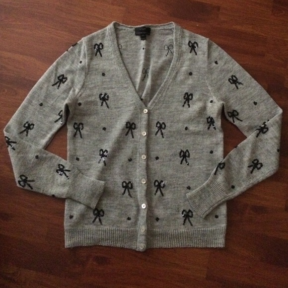 J.Crew Retail Sequin Bow Cardigan (sz M) - Picture 2 of 3