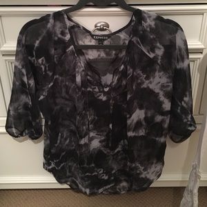 Sheer Express Tie Dye V Neck Top