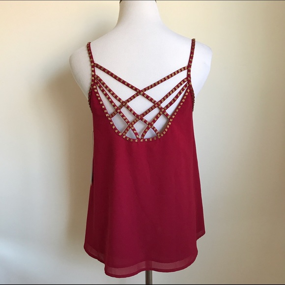 Forever 21 Tops - ✨SALE✨ NWT Red Strappy Camisole with Gold Beading