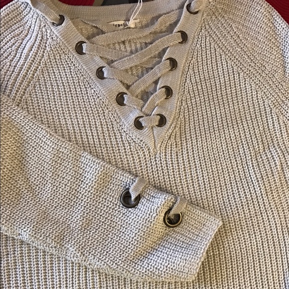 ❌SOLD❌ Lace Up Knit Sweater Tunic Grommet Acrylic - Picture 3 of 7