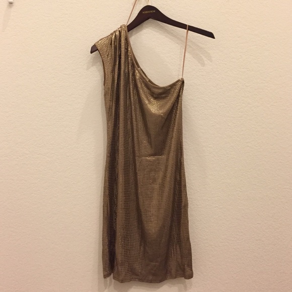 Michael Kors Gold Sequin One Shoulder Dress