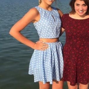 polka dot two piece dress