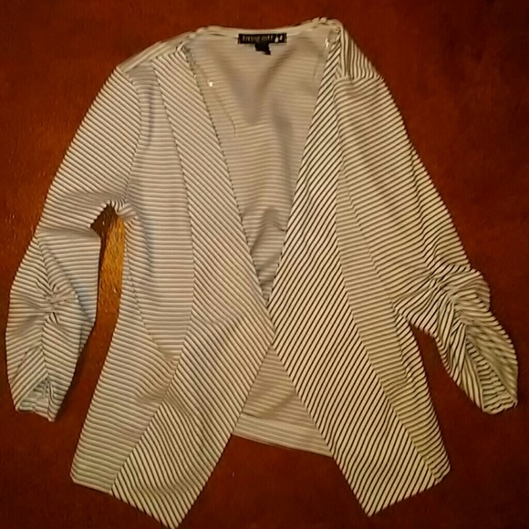 living doll Jackets & Blazers - Living Doll Black and White Striped Blazer Jacket