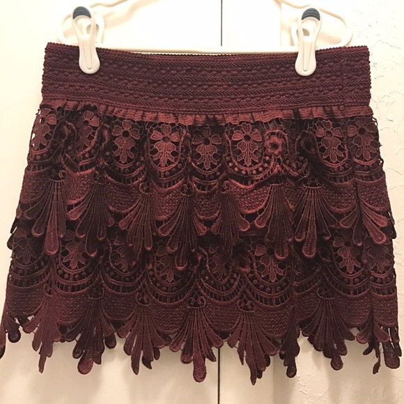 Burgundy Lace Skirt