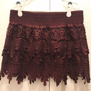 Burgundy Lace Skirt