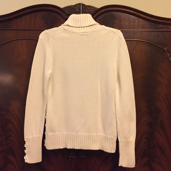 LOFT Cream Turtleneck Sweater with Button Detail - Picture 7 of 8