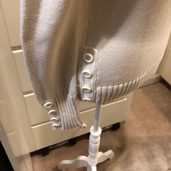 LOFT Cream Turtleneck Sweater with Button Detail - Picture 3 of 8