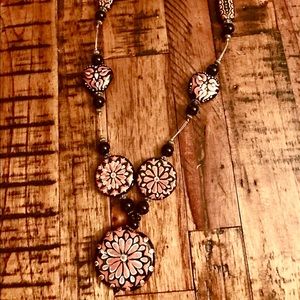 Hand beaded necklace and earrings set