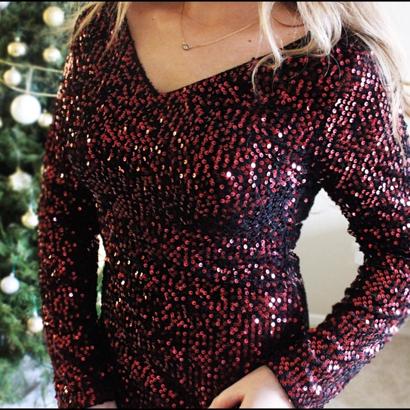 Sale! Red Sequin Dress - Picture 2 of 4